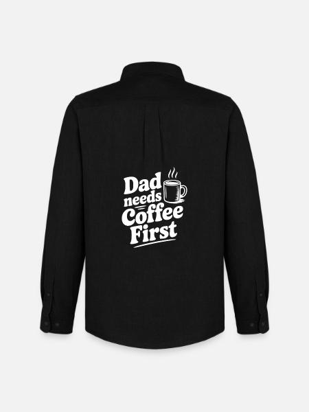 Dad Needs Coffee First - Men's Oxford Shirt by Stanley/Stella - black