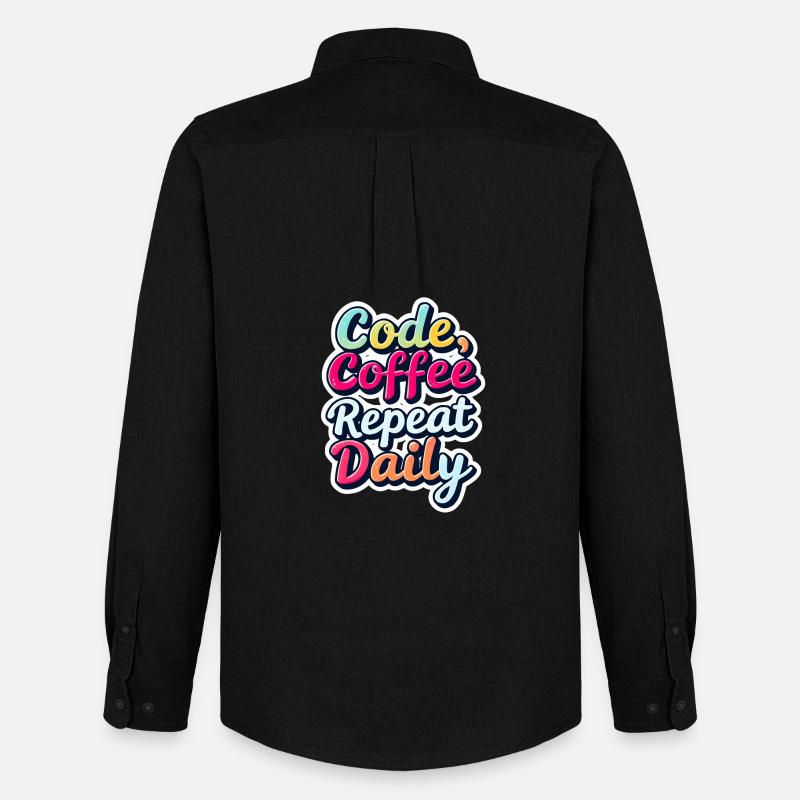 Code Sleep Debug Repeat Programmer Shirt - Chemise Oxford homme Stanley/Stella - noir