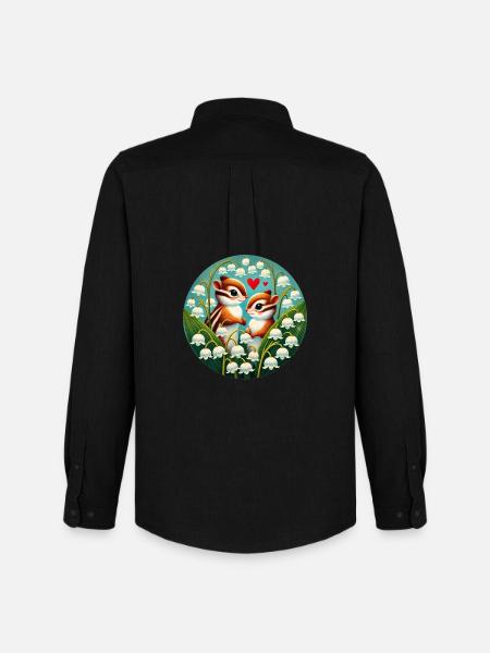 Chipmunks in Lilyvalley Hearts - Men's Oxford Shirt by Stanley/Stella - black