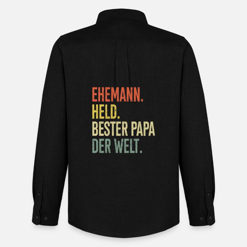 Held Papa Bester Ehemann - Männer Oxford Hemd von Stanley/Stella - Schwarz
