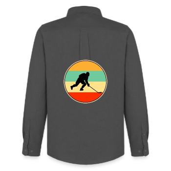 Icey Hockey Retro Sunset Vintage Player Sport Gift - Men's Oxford Shirt by Stanley/Stella - anthracite - Back - AI Model Male 185 dark (185cm)
