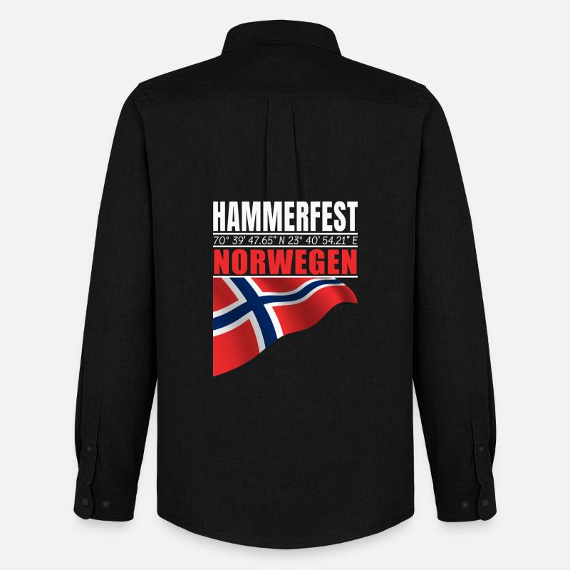 Hammerfest - Männer Oxford Hemd von Stanley/Stella - Schwarz