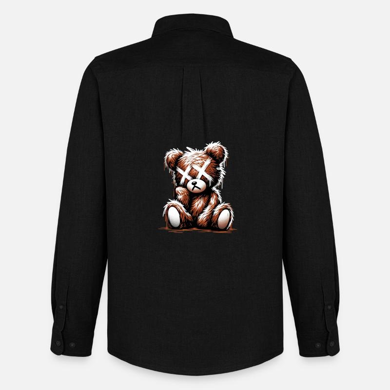 Broken Sad Teddy Graffiti Art - Männer Oxford Hemd von Stanley/Stella - Schwarz