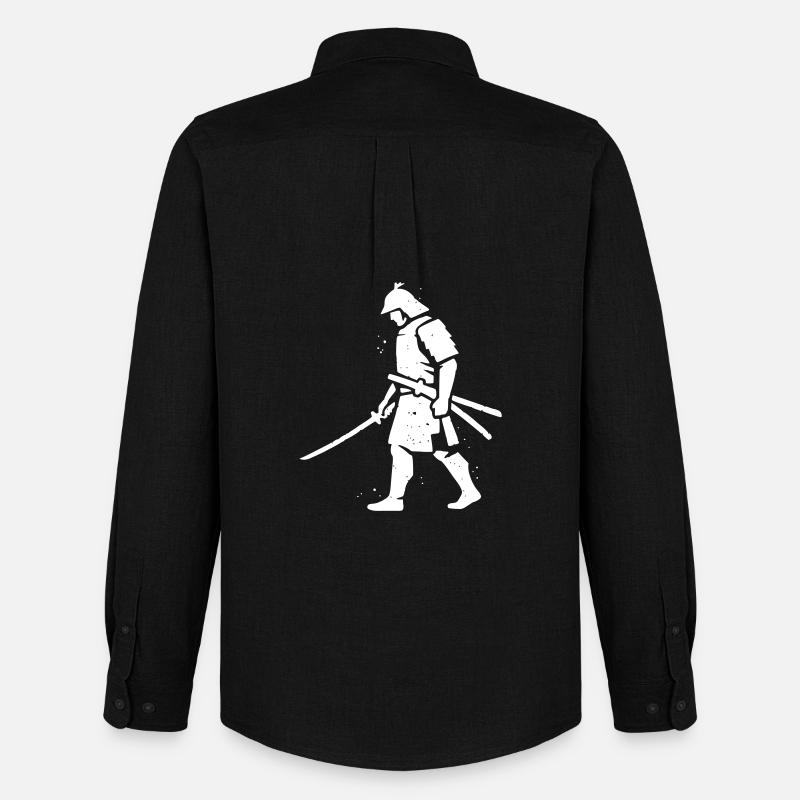 Wandernder Ronin Samurai Hut Vektor - Männer Oxford Hemd von Stanley/Stella - Schwarz