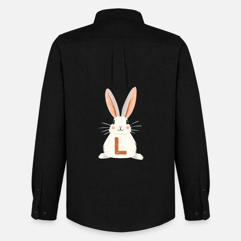 L-Buchstabe - Hase - Personalisierbar - Männer Oxford Hemd von Stanley/Stella - Schwarz