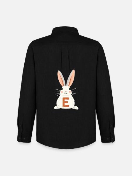 E Letter - Bunny - Personalizable - Men's Oxford Shirt by Stanley/Stella - black