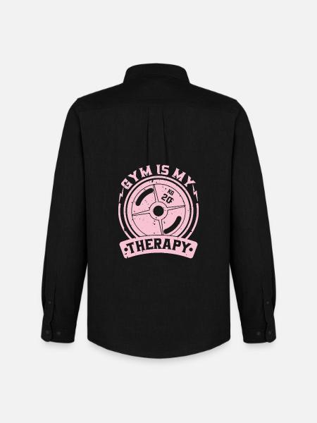 Gym is my therapy weight plate - Men's Oxford Shirt by Stanley/Stella - black