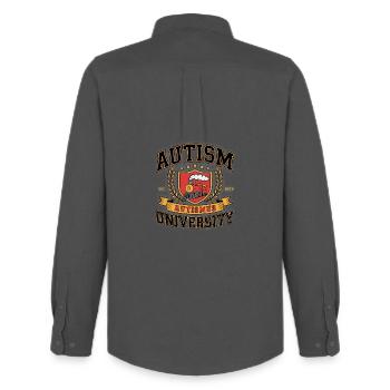 Autism University - Funny Gen Alpha Memes - Chemise Oxford homme Stanley/Stella - charbon - Dos - AI Model Male 185 dark (185cm)