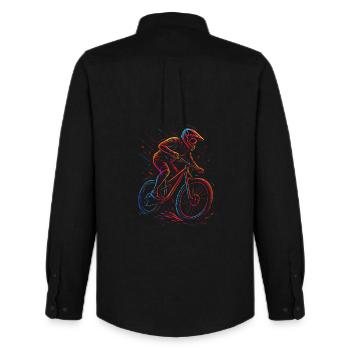VTT Descente Freeride - Chemise Oxford homme Stanley/Stella - noir - Dos - AI Model Male 185 dark (185cm)