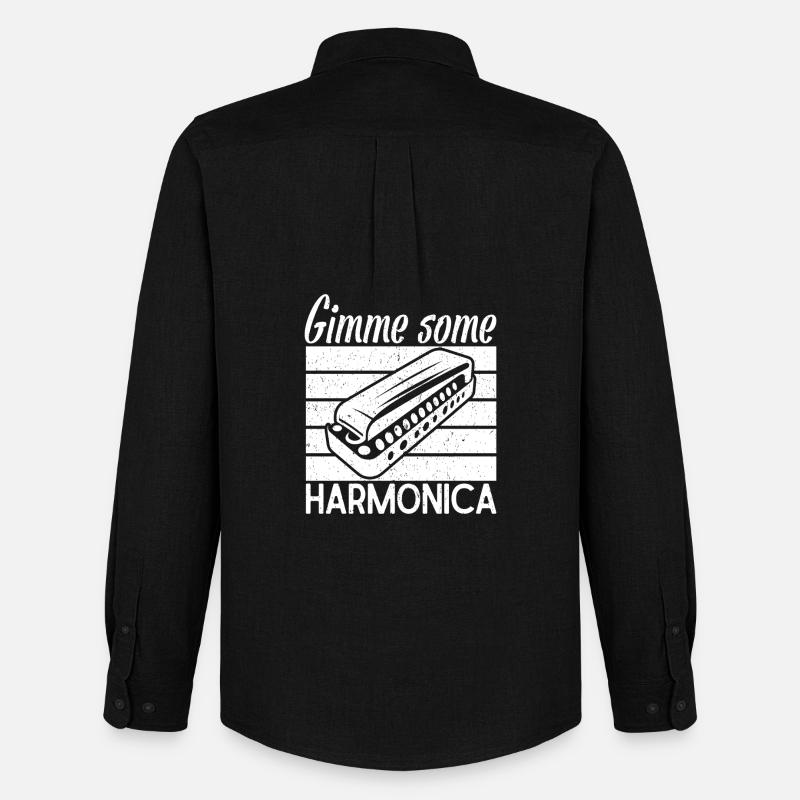 Harmonica Musican Gimme Some Harmonica - Men's Oxford Shirt by Stanley/Stella - black