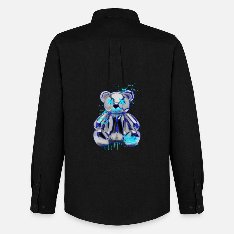 Graffiti-Bär Neon Tropfen Teddybär - Männer Oxford Hemd von Stanley/Stella - Schwarz