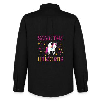 Save the unicorns - Men's Oxford Shirt by Stanley/Stella - black - Back - AI Model Male 185 dark (185cm)