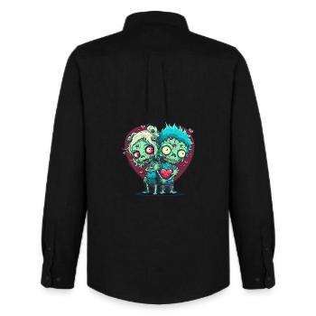 Valentine Zombie Love - Men's Oxford Shirt by Stanley/Stella - black - Back - AI Model Male 185 dark (185cm)