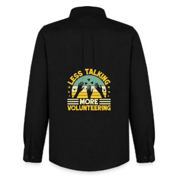 Volunteer Appreciation Less Talking More Volunteer - Männer Oxford Hemd von Stanley/Stella - Schwarz - Hinten - AI Model Male 185 dark (185cm)
