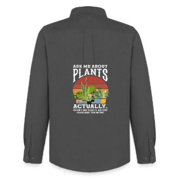 Ask me about Plant Lover - Men's Oxford Shirt by Stanley/Stella - anthracite - Back - AI Model Male 185 dark (185cm)