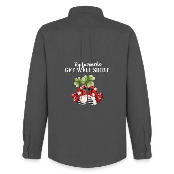 Get Well Get Well Health Ladybug - Men's Oxford Shirt by Stanley/Stella - anthracite - Back - AI Model Male 185 dark (185cm)