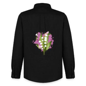 Muguet-de-vallée et lilas comme salut printanier - Chemise Oxford homme Stanley/Stella - noir - Dos - AI Model Male 185 dark (185cm)