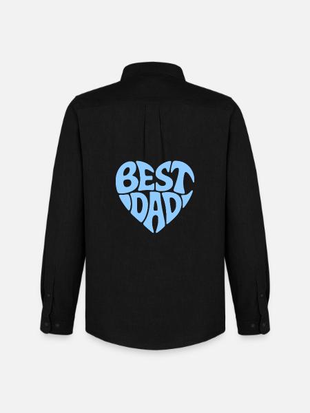 Best Dad Heart Design - Men's Oxford Shirt by Stanley/Stella - black