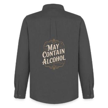 May Contain Alcohol Alkohol Mallorca Saufen JGA - Männer Oxford Hemd von Stanley/Stella - Anthrazit - Hinten - AI Model Male 185 dark (185cm)