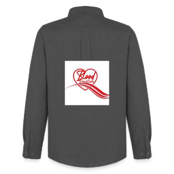 Logo du cœur de don de sang - Chemise Oxford homme Stanley/Stella - charbon - Dos - AI Model Male 185 dark (185cm)