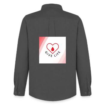 Give Life : Blood Donor Heart - Men's Oxford Shirt by Stanley/Stella - anthracite - Back - AI Model Male 185 dark (185cm)