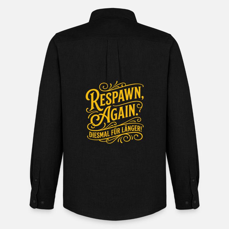 Respawn Again Gaming Spruch Design - Männer Oxford Hemd von Stanley/Stella - Schwarz