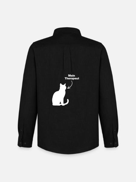 MY THERAPIST: CAT! 😻 CATLOVER CAT LOVE - Men's Oxford Shirt by Stanley/Stella - black