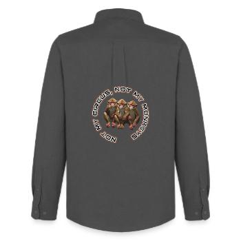 Not My Monkey Trio - Men's Oxford Shirt by Stanley/Stella - anthracite - Back - AI Model Male 185 dark (185cm)