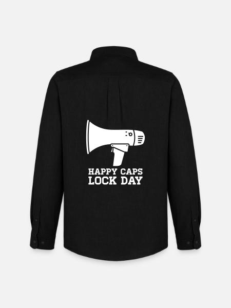 Megaphone Happy Caps Lock Day Nerd - Men's Oxford Shirt by Stanley/Stella - black