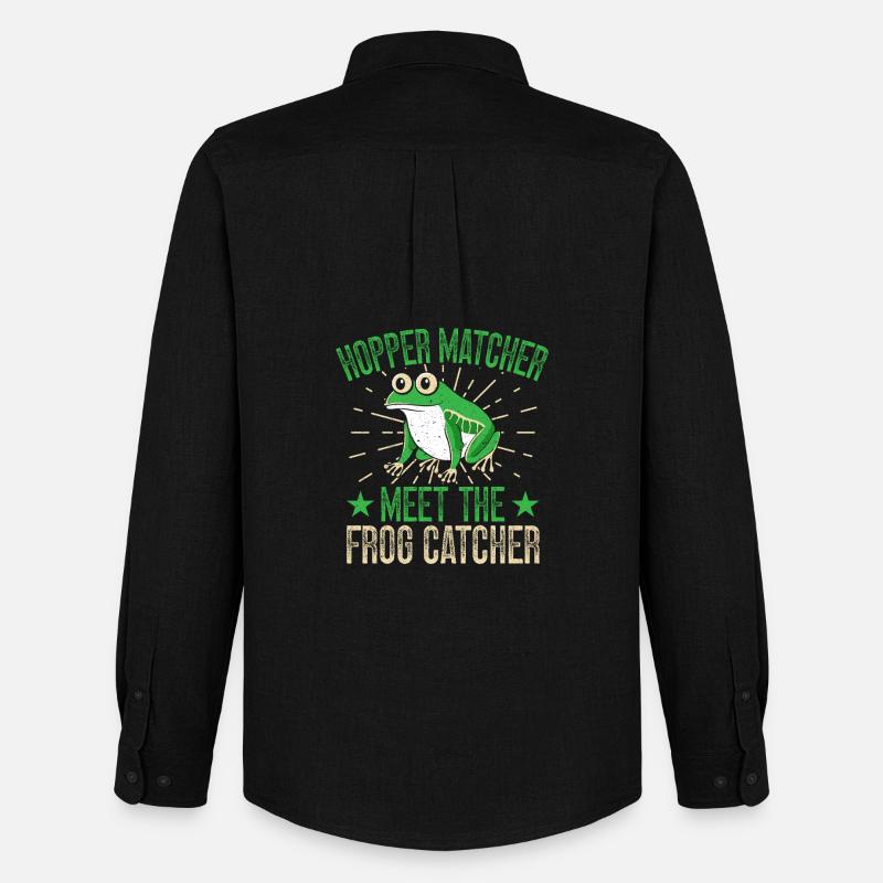 Frog Catcher Hopper Matcher Frog - Männer Oxford Hemd von Stanley/Stella - Schwarz