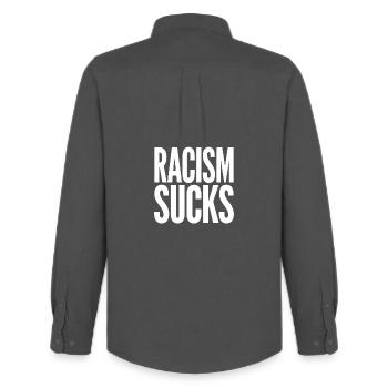 Racism Sucks - Cool Pride Logo - Men's Oxford Shirt by Stanley/Stella - anthracite - Back - AI Model Male 185 dark (185cm)