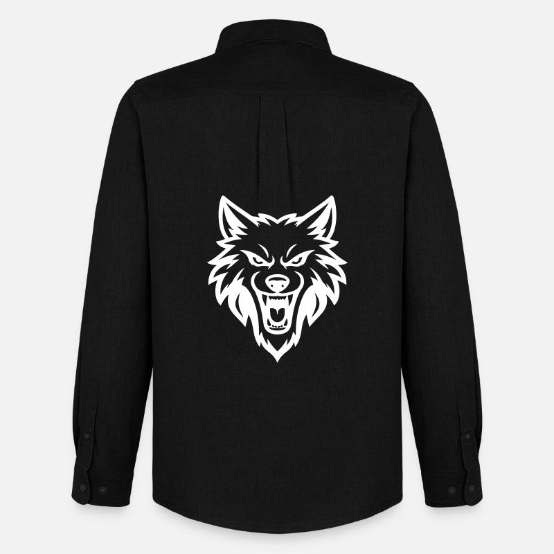 Wolf Kopf - Männer Oxford Hemd von Stanley/Stella - Schwarz