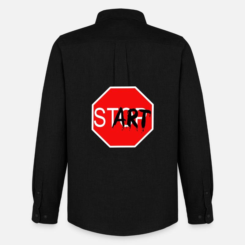 Startzeichen Graffiti Stoppschild - Männer Oxford Hemd von Stanley/Stella - Schwarz