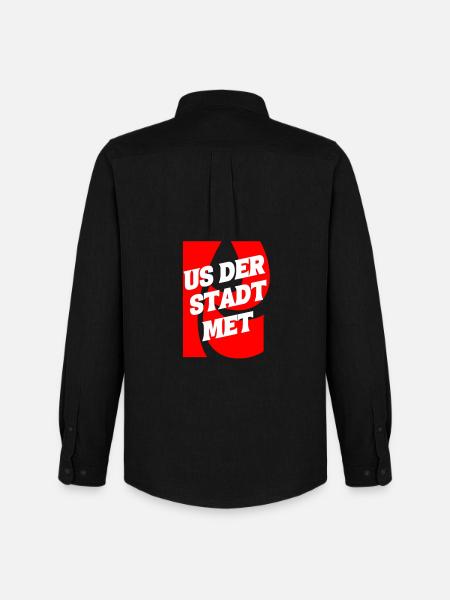 Us der Stadt met K - Männer Oxford Hemd von Stanley/Stella - Schwarz