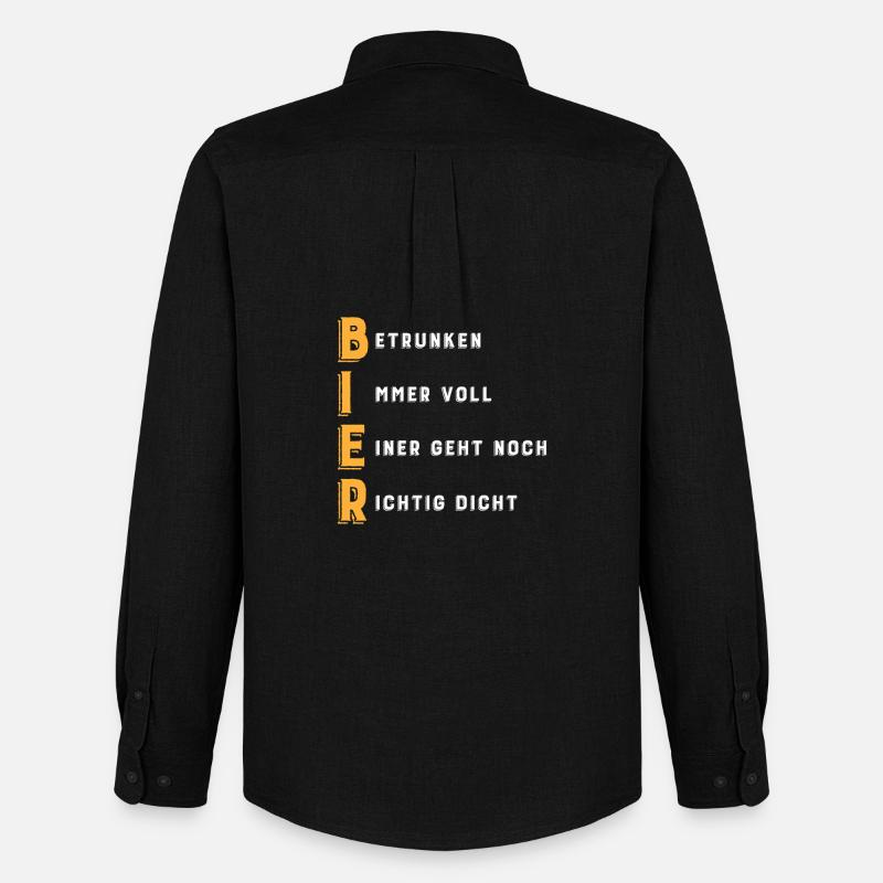 BIER Akronym - Männer Oxford Hemd von Stanley/Stella - Schwarz