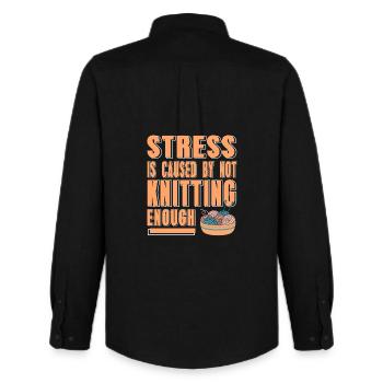 Stress Relief Through Knitting Funny Yarn Life - Männer Oxford Hemd von Stanley/Stella - Schwarz - Hinten - AI Model Male 185 dark (185cm)
