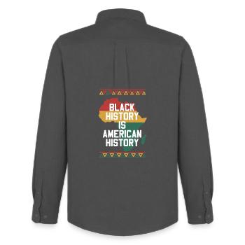 Black History is American History Africa Design - Men's Oxford Shirt by Stanley/Stella - anthracite - Back - AI Model Male 185 dark (185cm)