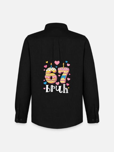 67 Birthday Donut Heart - Men's Oxford Shirt by Stanley/Stella - black
