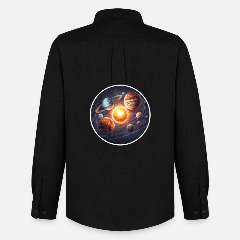 Astronomie Weltraum-Sonnensystem-Planeten-Orbit-Grafik - Männer Oxford Hemd von Stanley/Stella - Schwarz