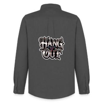  Hang Out Fledermaus Horror Spruch Für Dunklen - Männer Oxford Hemd von Stanley/Stella - Anthrazit - Hinten - AI Model Male 185 dark (185cm)