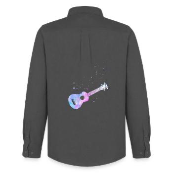 Hawaiian Ukulele Uke Watercolor - Men's Oxford Shirt by Stanley/Stella - anthracite - Back - AI Model Male 185 dark (185cm)