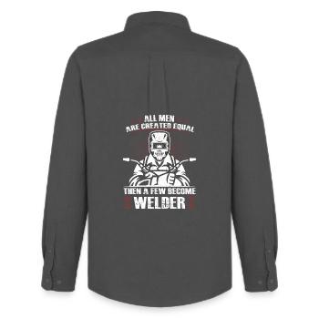 Welder Saying Gifts for Metalworkers - Men's Oxford Shirt by Stanley/Stella - anthracite - Back - AI Model Male 185 dark (185cm)