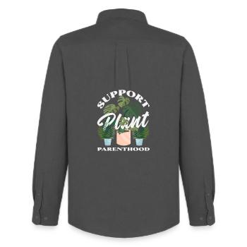 Supporting plant parenting - Men's Oxford Shirt by Stanley/Stella - anthracite - Back - AI Model Male 185 dark (185cm)