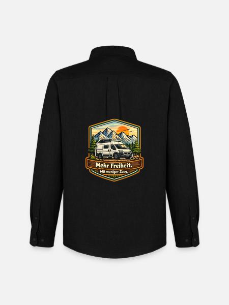 Camping-More Freedom-With Less Stuff-Camper - Men's Oxford Shirt by Stanley/Stella - black