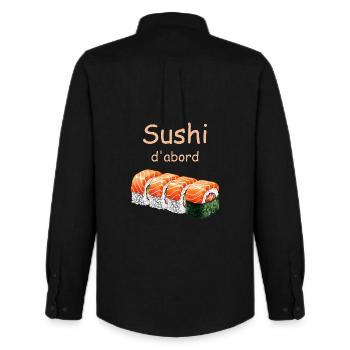 Sushi First Illustration - Men's Oxford Shirt by Stanley/Stella - black - Back - AI Model Male 185 dark (185cm)