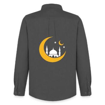 Islam Crescent Moon Mosque Silhouette - Men's Oxford Shirt by Stanley/Stella - anthracite - Back - AI Model Male 185 dark (185cm)
