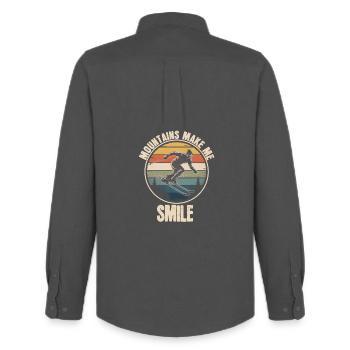 Les montagnes me font sourire Ski rétro - Chemise Oxford homme Stanley/Stella - charbon - Dos - AI Model Male 185 dark (185cm)