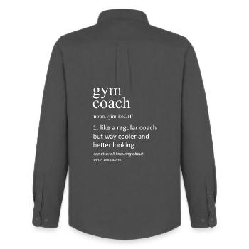 Definition des Fitnesstrainers: Lustiger Fitnesstrainer - Männer Oxford Hemd von Stanley/Stella - Anthrazit - Hinten - AI Model Male 185 dark (185cm)