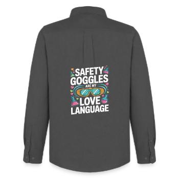 Love Language Safety Goggles - Men's Oxford Shirt by Stanley/Stella - anthracite - Back - AI Model Male 185 dark (185cm)