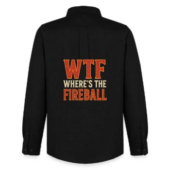 WTF Where's The Fireball Humor Saying - Men's Oxford Shirt by Stanley/Stella - black - Back - AI Model Male 185 dark (185cm)
